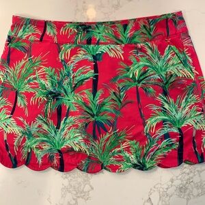 Lilly Pulitzer Lilly Green Palm Print Scallop Hem Skirt Womens L Golf
